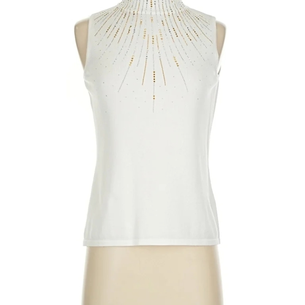 Tahari White and Gold Tank Top